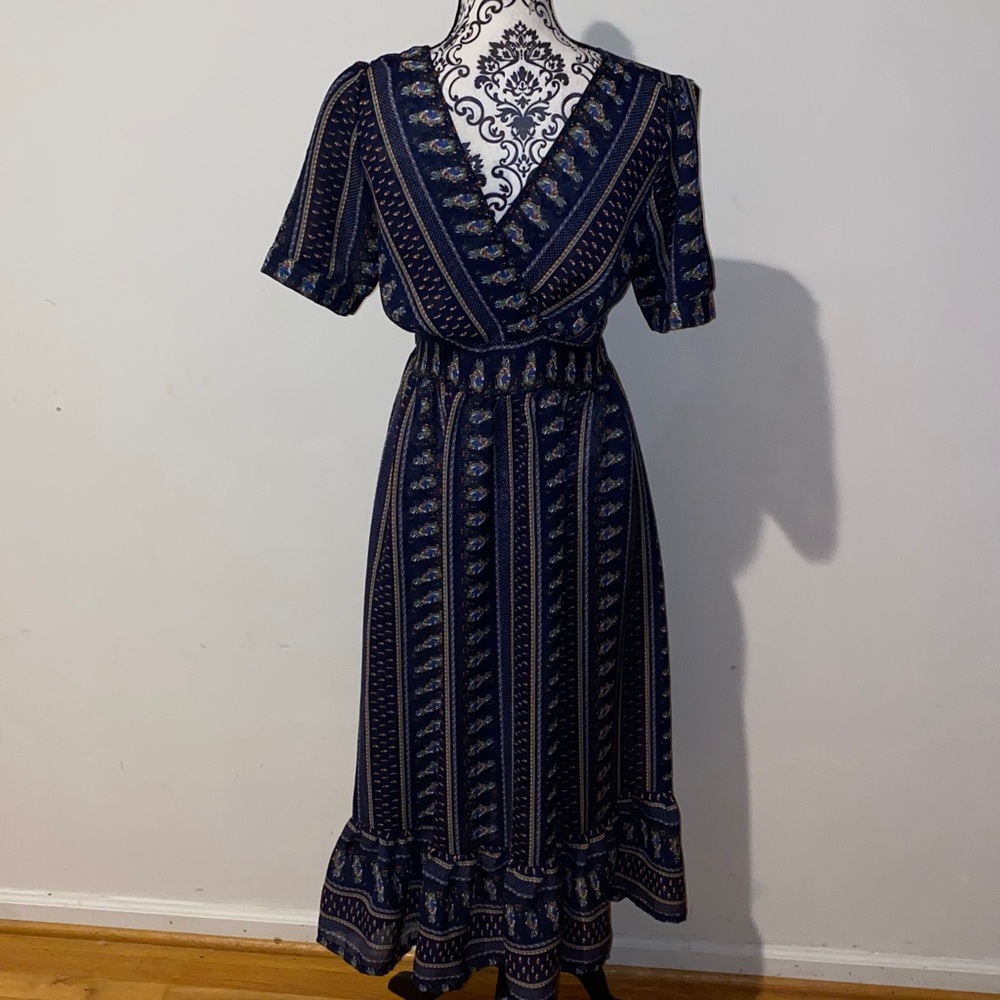 Bohemian Floral Maxi Boho V-Neck Boutique Dress Size Small - Picture 8 of 8